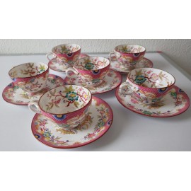 Lots de 6 tasses avec 6 soucoupes porcelaine Sarreguemines minton 216.