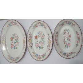 3 plats ovales 49 cm, 41cm et 35.5cm porcelaine de Sarreguemines minton 252