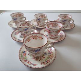 6 Tasses à café avec soucoupes porcelaine de Sarreguemines minton 252