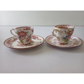 2 tasses à café avec soucoupes porcelaine de Sarreguemines minton 252