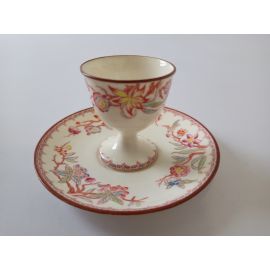 1 coquetier à soucoupe porcelaine de Sarreguemines minton 252