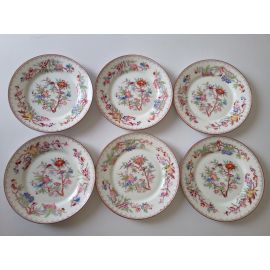 6 assiettes porcelaine diam 20 cm Sarreguemines minton 252 Signée en creux Uztschneider