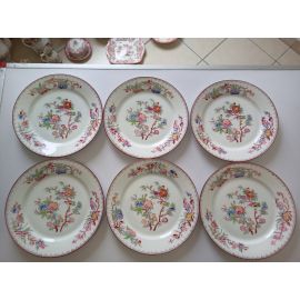 6 assiettes porcelaine diam 24.5 cm Sarreguemines minton 252 Signée en creux Uztschneider