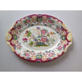 Plat ovale à oreilles porcelaine de Fismes Vernon 1856-1859 Décor n°216