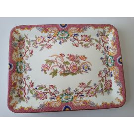 Plat rectangle dit Tyrolien 23x17.5 cm porcelaine Sarreguemines décor n°216