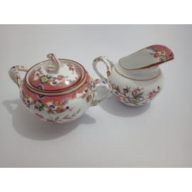 Sucrier Diam 10.5cm Pot à lait diam 9cm en porcelaine Sarreguemines décor n°216