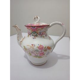 Cafetière forme boule en porcelaine Sarreguemines décor n°216 fêle intérieur