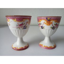 2 Coquetiers ht 6.4 cm diam 5 cm porcelaine Sarreguemines décor n°216