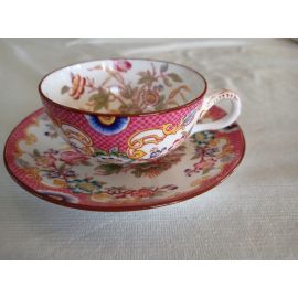 Tasse avec soucoupe en porcelaine de Sarreguemines minton décor 216 réf216B-TS-2