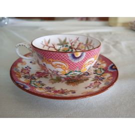 Tasse avec soucoupe en porcelaine de Sarreguemines minton décor 216 réf216B-TS-3