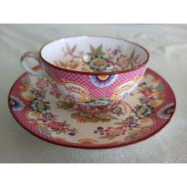 Tasse avec soucoupe en porcelaine de Sarreguemines minton décor 216 réf216B-TS-5