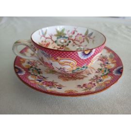 Tasse avec soucoupe en porcelaine de Sarreguemines minton décor 216 réf216B-TS-6